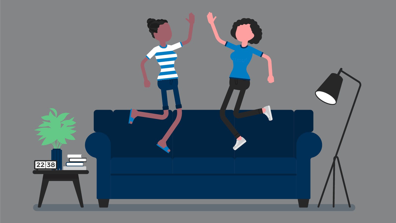 Illustration of two women buying a house with a friend.