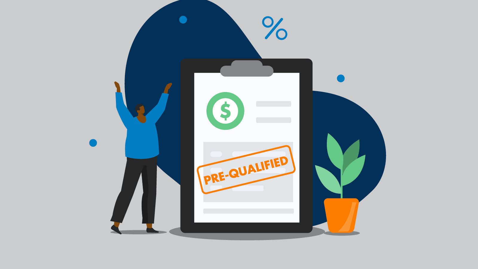 Illustration of someone celebrating answer to, "does pre qualification affect your credit score?"