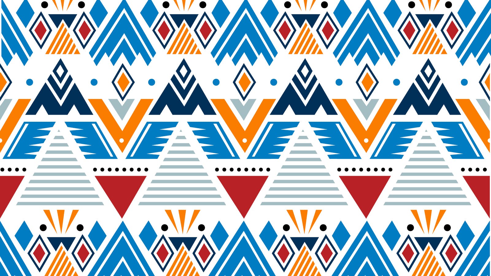 A colorful illustration of a textile that may be used in Native American homes.