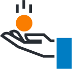 loan A simple illustration of a hand catching or receiving an orange coin, with three black lines above the coin indicating downward movement. The hand has a blue sleeve.