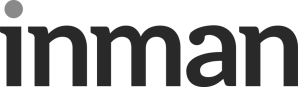 The image shows the word inman in bold, black lowercase letters on a light background, with the dot above the letter i depicted as a gray circle.